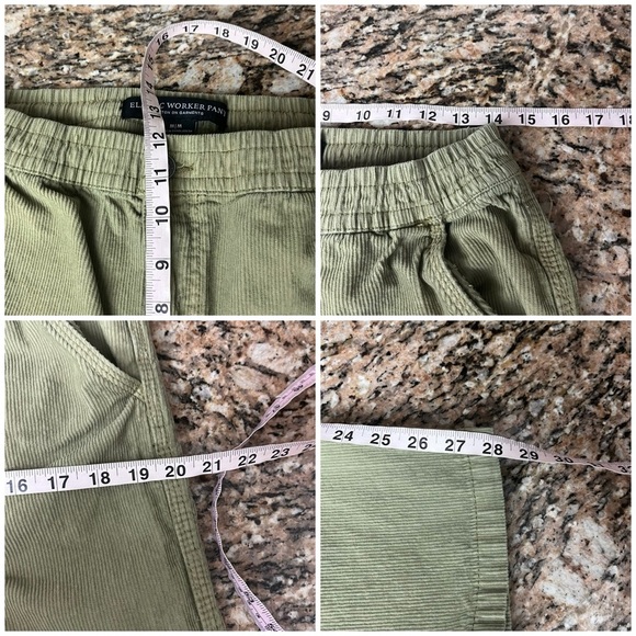Cotton On Elastic Workman Pant Green Corduroy Straight Forest Preppy Fishermen M - Picture 3 of 7